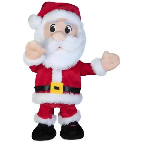 Animated Decor Multicolored Hands in the Air Dancing Santa 14.57" Multicolored