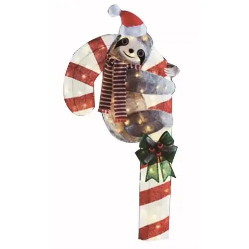 Yard Decor LED Warm White Sloth with Candy Cane 4 ft. Yard Decor LED Warm White Sloth with Candy Cane 4 ft.