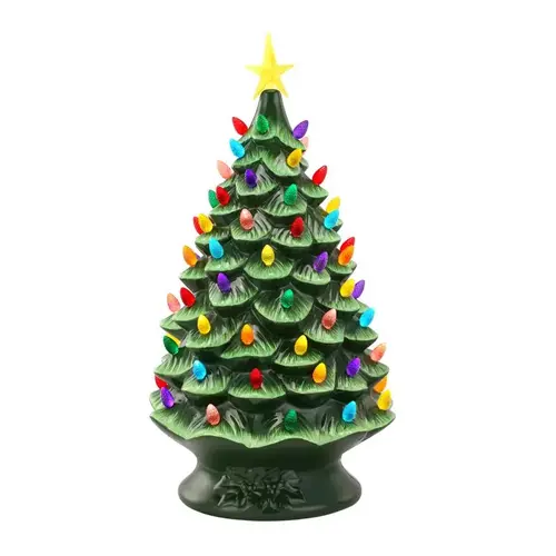 Christmas Tree LED Green Nostalgic Ceramic 24" Green