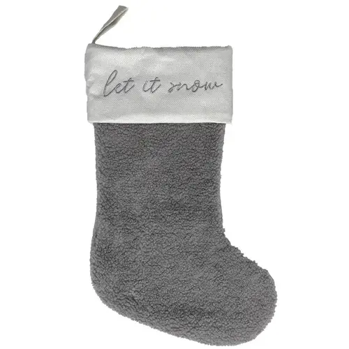 Christmas Stocking Home Gray/White Frosty Let It Snow 20" Gray/White Christmas Stocking Home Gray/White Frosty Let It Snow 20" Gray/White