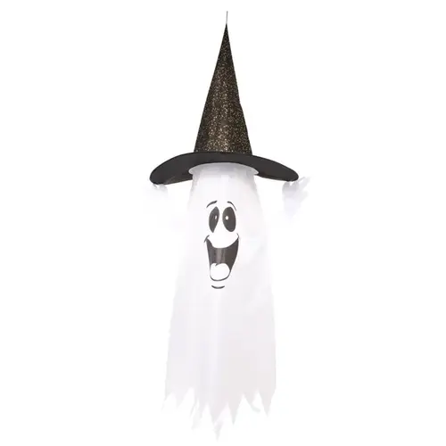 Halloween Decor 5 ft. Prelit Ghost w/Witch Hat Halloween Decor 5 ft. Prelit Ghost w/Witch Hat