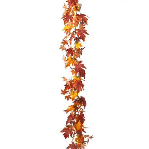 Halloween Decor Warm White Prelit Leaf Garland