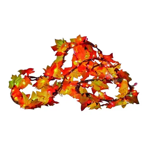 Fall Decor Multicolored Prelit Leaf Garland Fall Decor Multicolored Prelit Leaf Garland