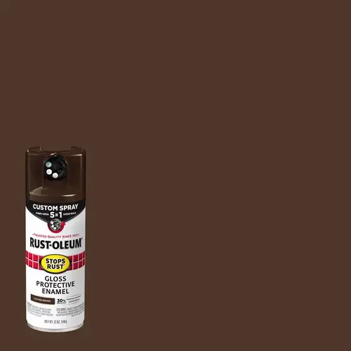 Spray Paint Stops Rust Custom Spray 5-in-1 Gloss Leather Brown 12 oz Leather Brown - pack of 6 Spray Paint Stops Rust Custom Spray 5-in-1 Gloss Leather Brown 12 oz Leather Brown - pack of 6