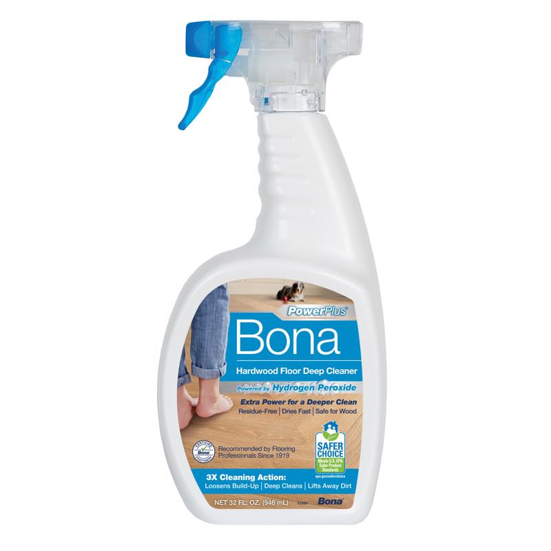 Bona WM850051001 PowerPlus Hardwood Floor Deep Cleaner, 32 oz Bottle, Liquid, Mild, Clear