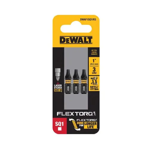 Impact Driver Bit Set FlexTorq Square #1 X 1" L Steel Impact Driver Bit Set FlexTorq Square #1 X 1" L Steel