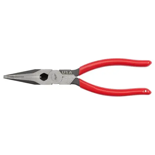 8 In. Dipped Grip Long Nose Pliers (USA) Red 8 In. Dipped Grip Long Nose Pliers (USA) Red