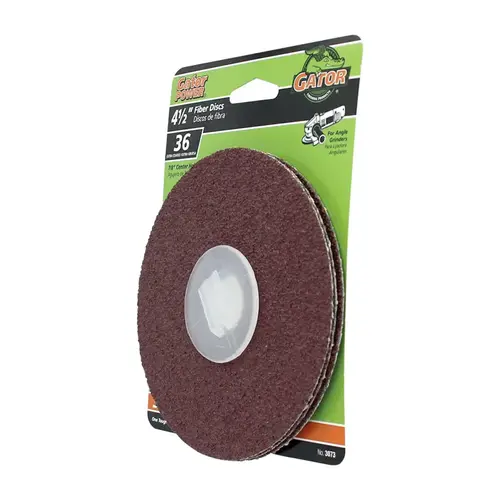 Fiber Disc, 4-1/2 in Dia, 36 Grit, Extra Coarse, Aluminum Oxide Abrasive, Fiber Backing Red - pack of 3 Fiber Disc, 4-1/2 in Dia, 36 Grit, Extra Coarse, Aluminum Oxide Abrasive, Fiber Backing Red - pack of 3