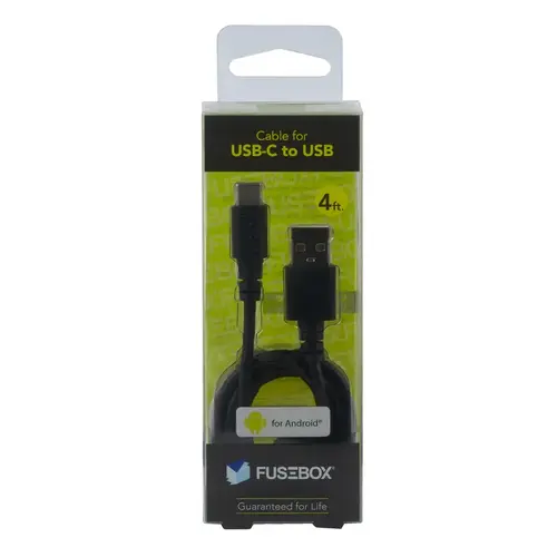 Cable USB-A to USB-C 4 ft. Black Black Cable USB-A to USB-C 4 ft. Black Black
