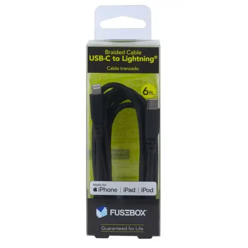 Cable Lightning to USB-C 6 ft. Black Black Cable Lightning to USB-C 6 ft. Black Black