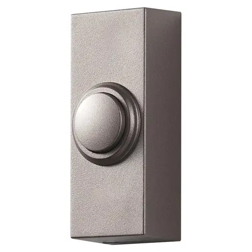 Pushbutton Doorbell Satin Nickel Silver Plastic Wireless Satin Nickel