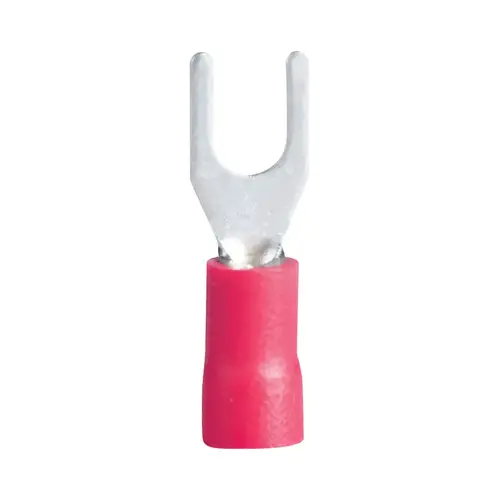 Spade Terminal, 600 V, 22 to 18 AWG Wire, #8 to 10 Stud, Vinyl Insulation, Red - pack of 20 Spade Terminal, 600 V, 22 to 18 AWG Wire, #8 to 10 Stud, Vinyl Insulation, Red - pack of 20
