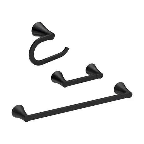 Mikah Series Bathroom Hardware Set, Zinc, Matte Black, 3-Piece
