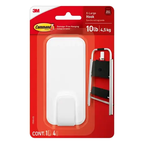 Hook Command Extra Large Plastic 4.47" L White Hook Command Extra Large Plastic 4.47" L White
