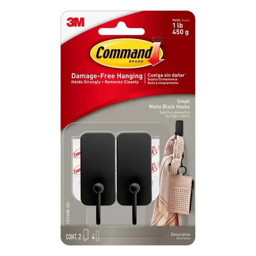 Hook Command Small Plastic 1" L Matte Hook Command Small Plastic 1" L Matte