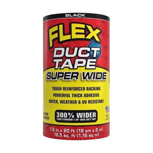 Duct Tape Flex Super Wide 7.5" W X 20 ft. L Black Black Duct Tape Flex Super Wide 7.5" W X 20 ft. L Black Black