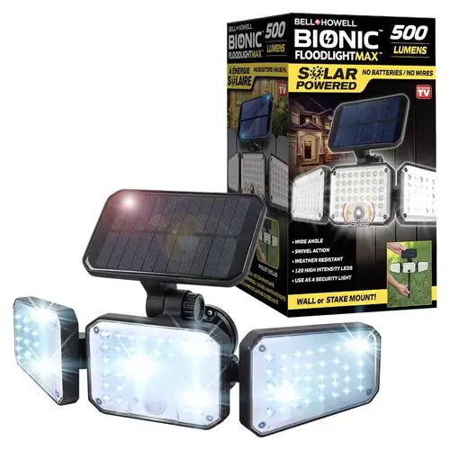 Bionic Solar Flood Light with Motion Sensor, 120 -Lamp, Integrated LED Lamp, Daylight Light, 500 Black