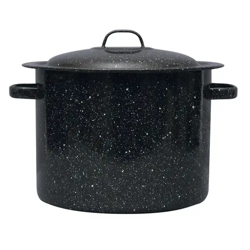 Stock Pot Porcelain Enamel 10.4" 12 qt Black Black