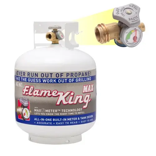 20 lbs. Empty Propane Cylinder with Overflow Protection Device and Built-in Gauge White