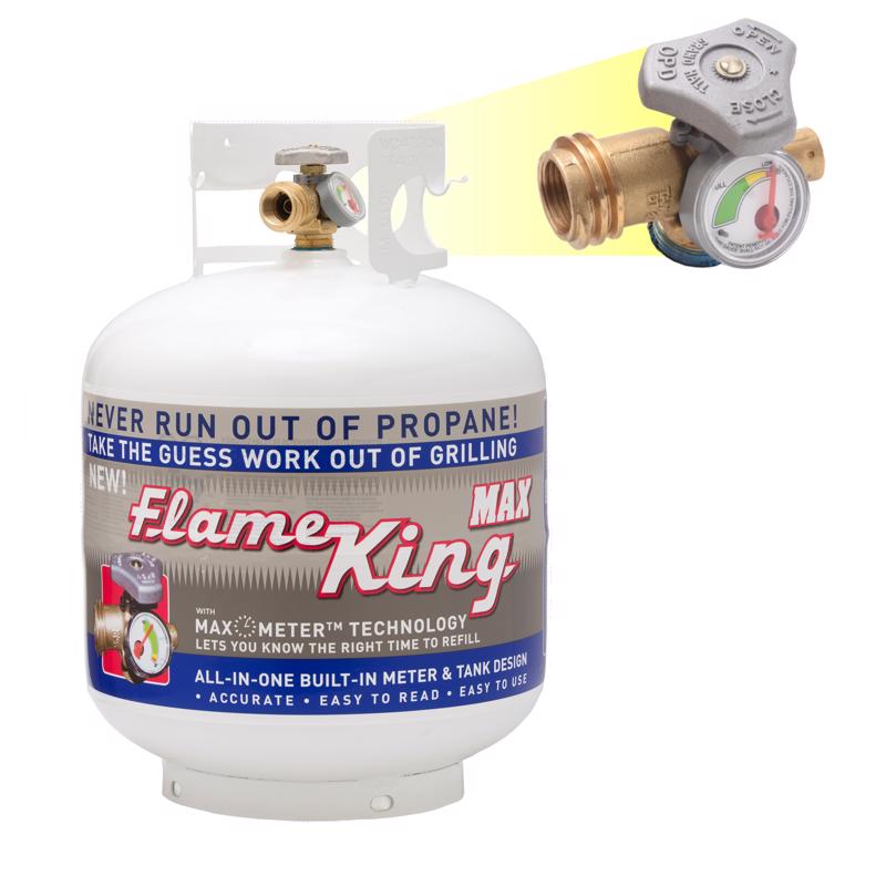Flame King YSN230 20 lbs. Empty Propane Cylinder with Overflow Protection Device and Built-in Gauge White