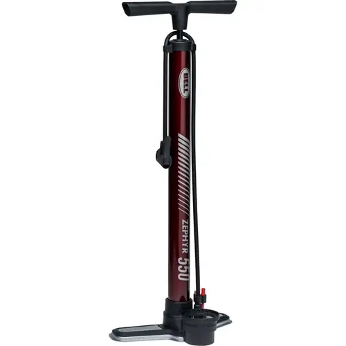 Schrader/Presta Valve 100 PSI Bicycle Floor Pump with Gauge Maroon