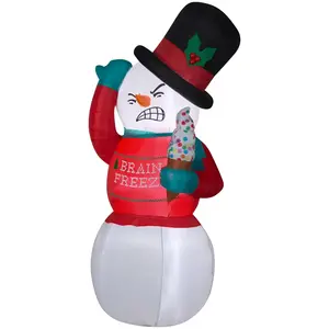 Gemmy 114142 Inflatable Shivering & Shaking Snowman Christmas Decoration, LED Lights, 6 Ft.