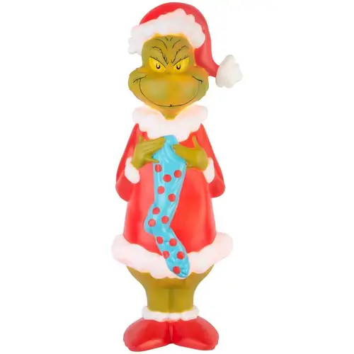 Blow Mold Incandescent White Grinch with Stocking 24"