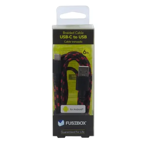 Cable USB-A to USB-C 6 ft. Black Black Cable USB-A to USB-C 6 ft. Black Black
