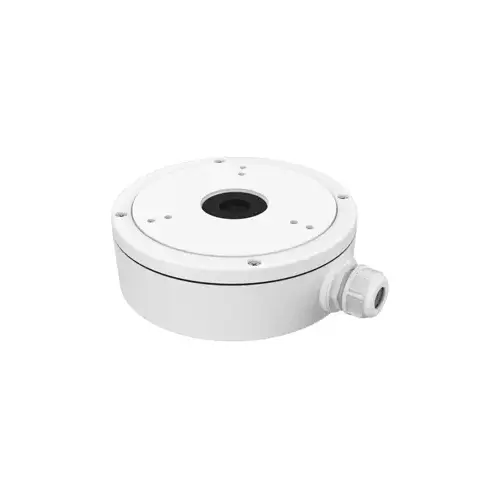 Conduit Base for Dome Camera, Aluminum Alloy, Interchangeable Bottom Waterproof Cover, Side Gland Nut, Surface Spray Hikvision White Conduit Base for Dome Camera, Aluminum Alloy, Interchangeable Bottom Waterproof Cover, Side Gland Nut, Surface Spray Hikvision White