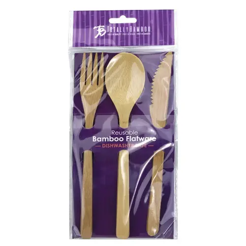 Flatware set Brown Bamboo Brown - pack of 12