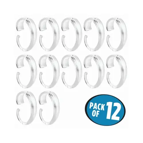 Shower Curtain "C" Hooks, Clear Plastic - pack of 12