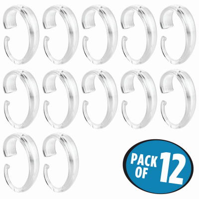 iDesign 76820 Shower Curtain "C" Hooks, Clear Plastic - pack of 12