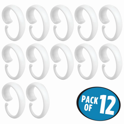iDesign 76822 Shower Curtain "C" Hooks, White Plastic - pack of 12