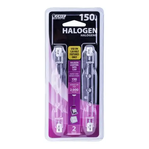Halogen Bulb, 150 W, R7 Lamp Base, J Lamp, 3000 K Color Temp, 2000 hr Average Life - pack of 2 Halogen Bulb, 150 W, R7 Lamp Base, J Lamp, 3000 K Color Temp, 2000 hr Average Life - pack of 2
