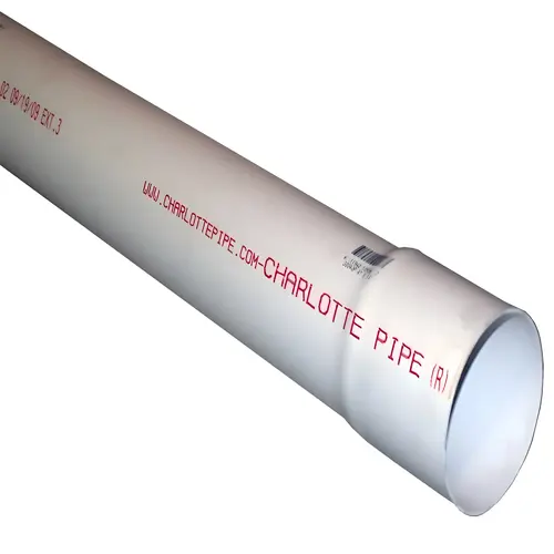 3 In. x 10 Ft. Solid PVC Drain and Sewer Pipe, Belled End White