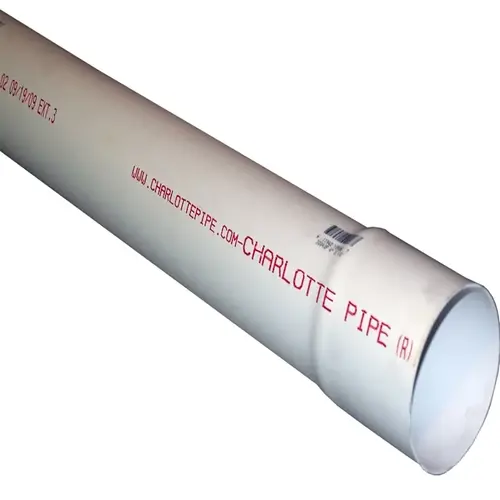 PVC Sewer & Drain Pipe, Solid Wall, 4 In. x 10 Ft. White