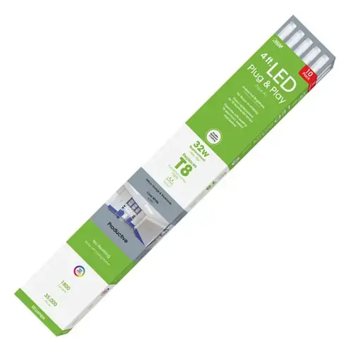 T848/840/LEDG2/10 Plug and Play Tube, 120 to 277 V, 18 W, LED Lamp, 1800 Lumens Lumens, 4100 K Color Temp - pack of 10 T848/840/LEDG2/10 Plug and Play Tube, 120 to 277 V, 18 W, LED Lamp, 1800 Lumens Lumens, 4100 K Color Temp - pack of 10