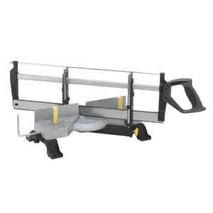 Stanley H36191 Clamping Mitre Box with Saw, 22 in W Cutting, 1-1/2 in D Cutting, 45, 90 deg Cutting Slot, Aluminum