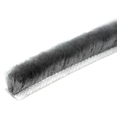 100ft Roll Storefront Door Pile Weatherstrip, 0.350" Pile Height, 0.437" Backing Width-Gray