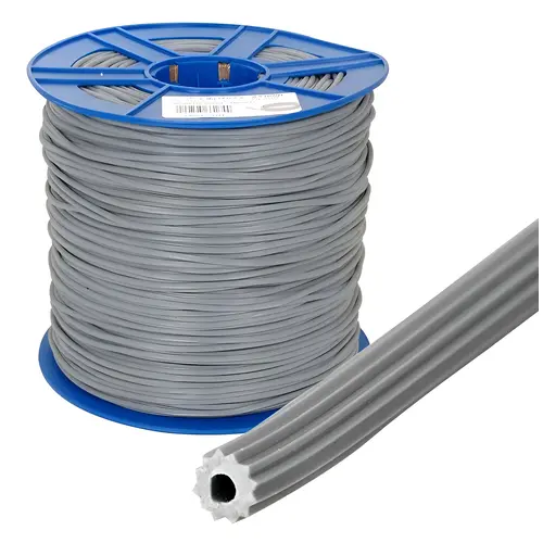 0.165" Gray Serrated Screen Retainer Spline, Hollow Core Vinyl Material, 1500FT Roll Length, 15 Pound Bulk Roll, Gray Finish 0.165" Gray Serrated Screen Retainer Spline, Hollow Core Vinyl Material, 1500FT Roll Length, 15 Pound Bulk Roll, Gray Finish