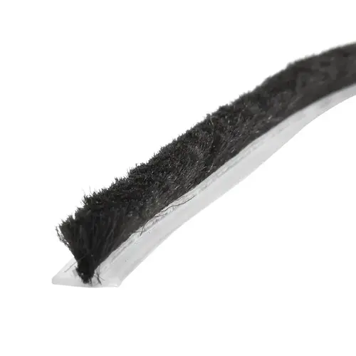 100ft Roll Storefront Door Pile Weatherstrip, 0.250" Pile Height, 0.281" Backing Width-Black
