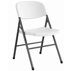 Cosco 14-867-WSP4 XL Commercial Folding Chair, Black Steel Frame. White Resin Seat & Back