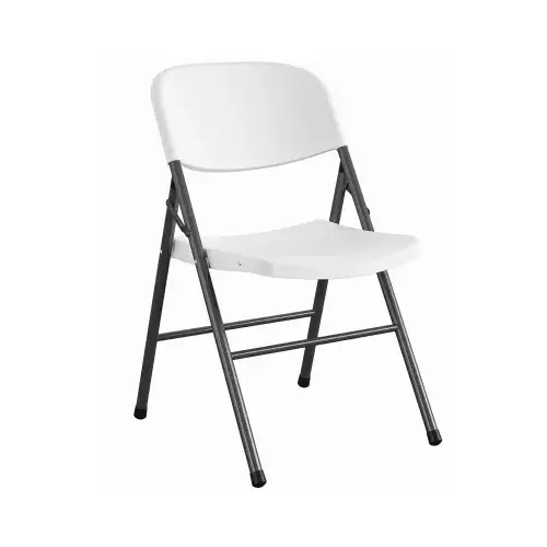 XL Commercial Folding Chair, Black Steel Frame. White Resin Seat & Back