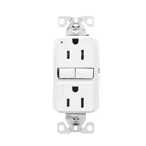 GFCI Receptacle, 125 V, 15 A, NEMA: NEMA 5-15R, Back, Side Wiring, White - pack of 3 GFCI Receptacle, 125 V, 15 A, NEMA: NEMA 5-15R, Back, Side Wiring, White - pack of 3
