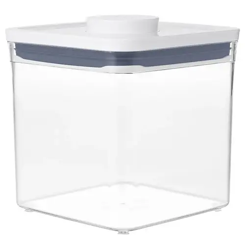 POP Food Container, 2.8 qt Capacity, Plastic, Clear, 6-1/2 in L, 6-1/2 in W, 6.3 in H POP Food Container, 2.8 qt Capacity, Plastic, Clear, 6-1/2 in L, 6-1/2 in W, 6.3 in H