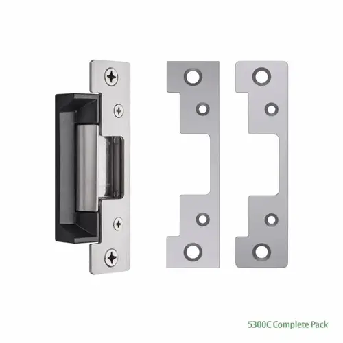 Electric Strike 12/24VDC, UL Fire Rated, Cylindrical Latches Max 5/8" Throw, 2 Faceplates: 501 & 501A (4-7/8" x 1-1/4") Satin Stainless Steel Electric Strike 12/24VDC, UL Fire Rated, Cylindrical Latches Max 5/8" Throw, 2 Faceplates: 501 & 501A (4-7/8" x 1-1/4") Satin Stainless Steel