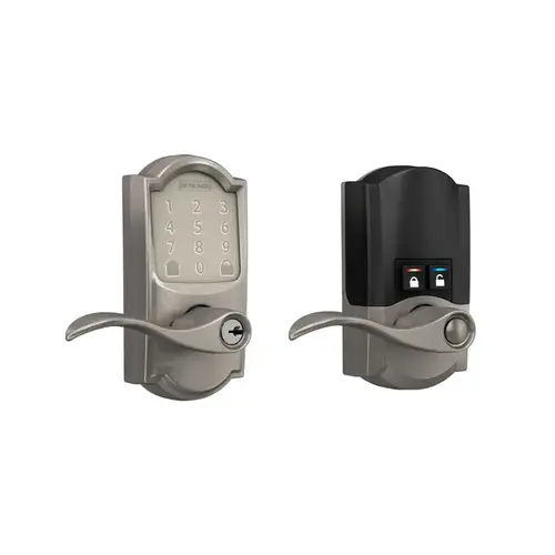 Camelot Encode Smart Wifi Touchscreen Accent Lever Lock with C Keyway; 16211 Latch; and 10063 Strike Satin Nickel Finish