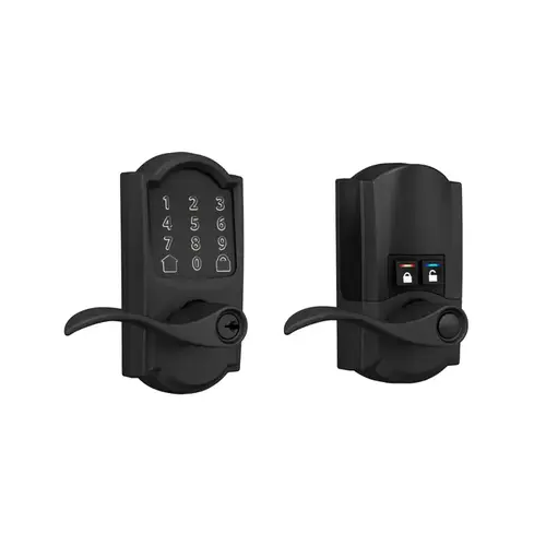 Camelot Encode Smart Wifi Touchscreen Accent Lever Lock with C Keyway; 16211 Latch; and 10063 Strike Matte Black Finish