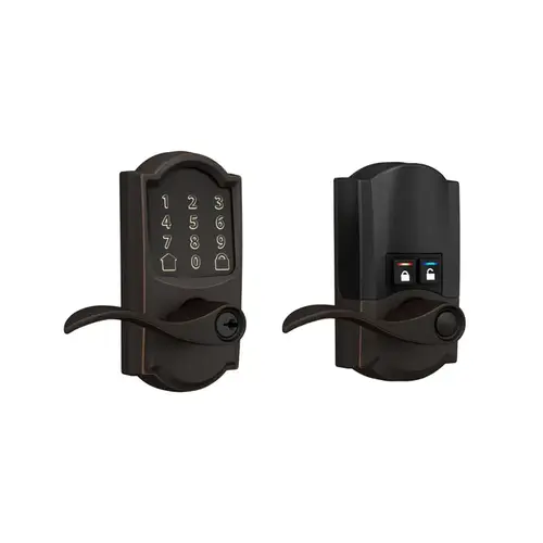 Camelot Encode Smart Wifi Touchscreen Accent Lever Lock with C Keyway; 16211 Latch; and 10063 Strike Aged Bronze Finish