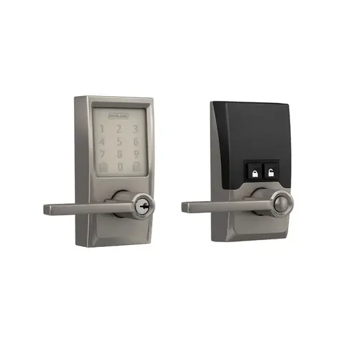 Century Encode Smart Wifi Touchscreen Latitude Lever Lock with C Keyway; 16211 Latch; and 10063 Strike Satin Nickel Finish Century Encode Smart Wifi Touchscreen Latitude Lever Lock with C Keyway; 16211 Latch; and 10063 Strike Satin Nickel Finish